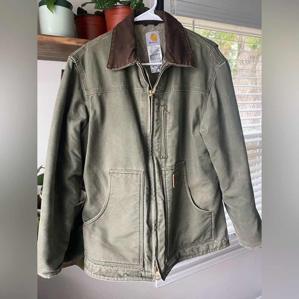 Carhartt Sandstone Ridge Coat Jacket Sherpa Lined Duck Work Vintage Aesthetic